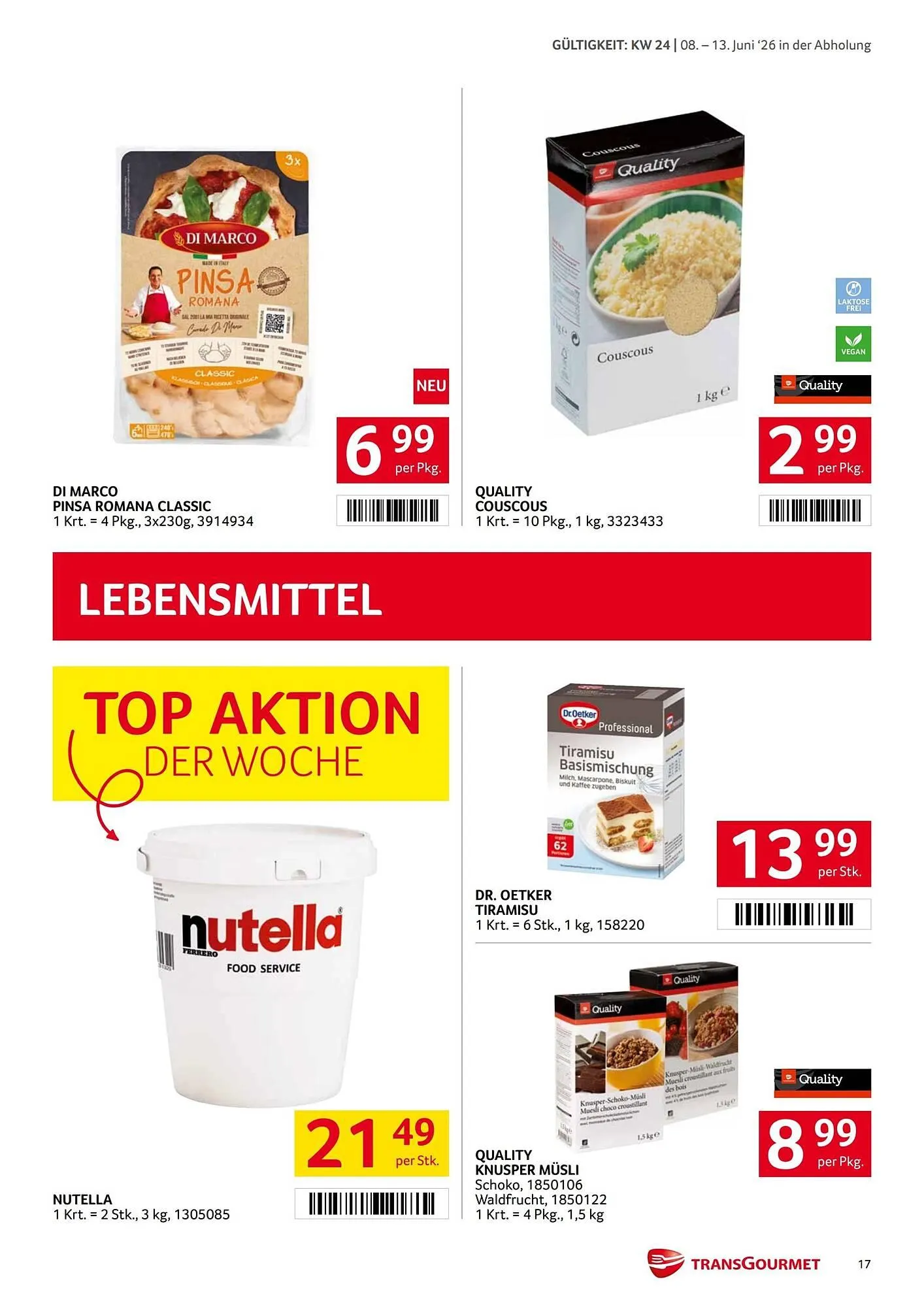 Transgourmet Flugblatt von 8. Juni bis 13. Juni 2026 - Flugblätt seite  17