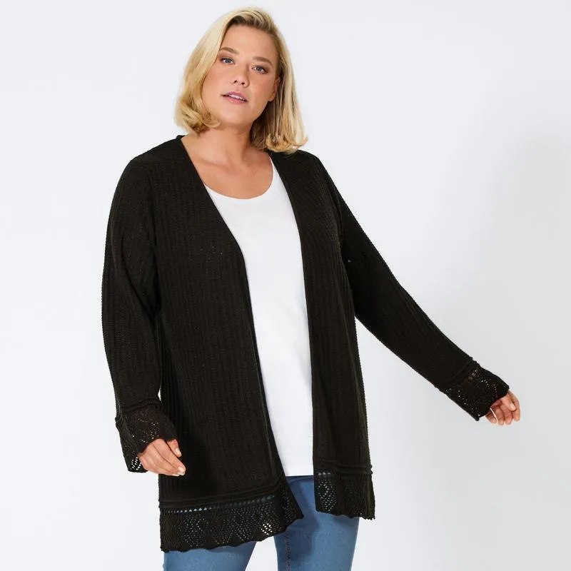 Damen-Strickjacke mit Spitze, große Größen