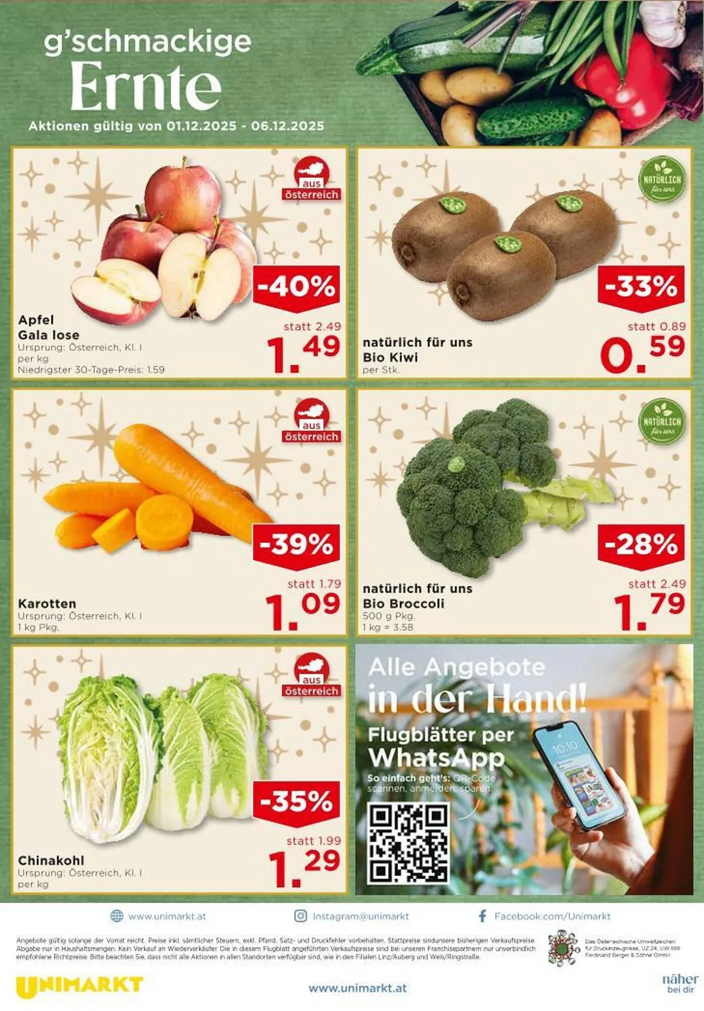 Unimarkt Flugblatt von 3. Dezember bis 9. Dezember 2025 - Flugblätt seite  16