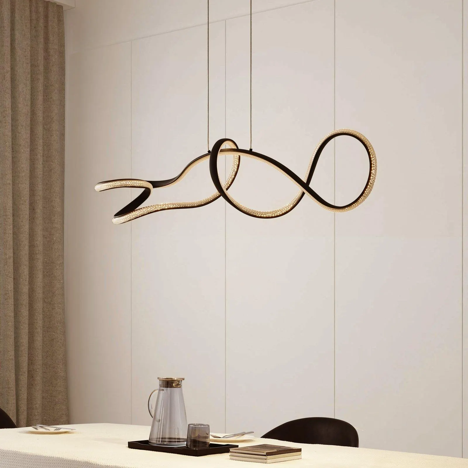 Lucande LED-Hängeleuchte Rodado, schwarz, 110 cm, Aluminium