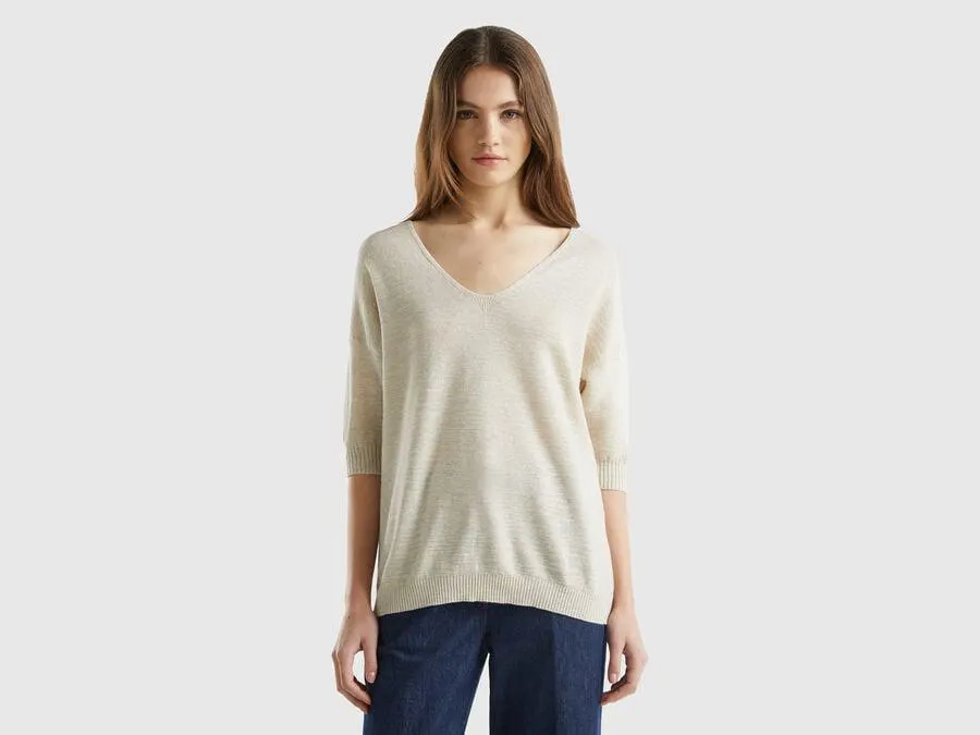 Shirt aus gemischter Baumwolle und Leinen