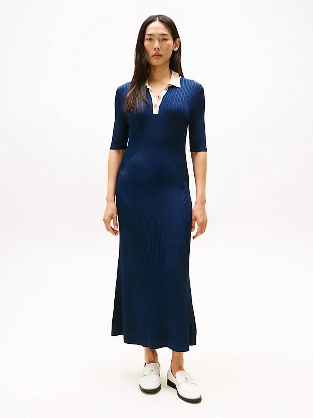 Maxi-Polokleid aus Rippstrick