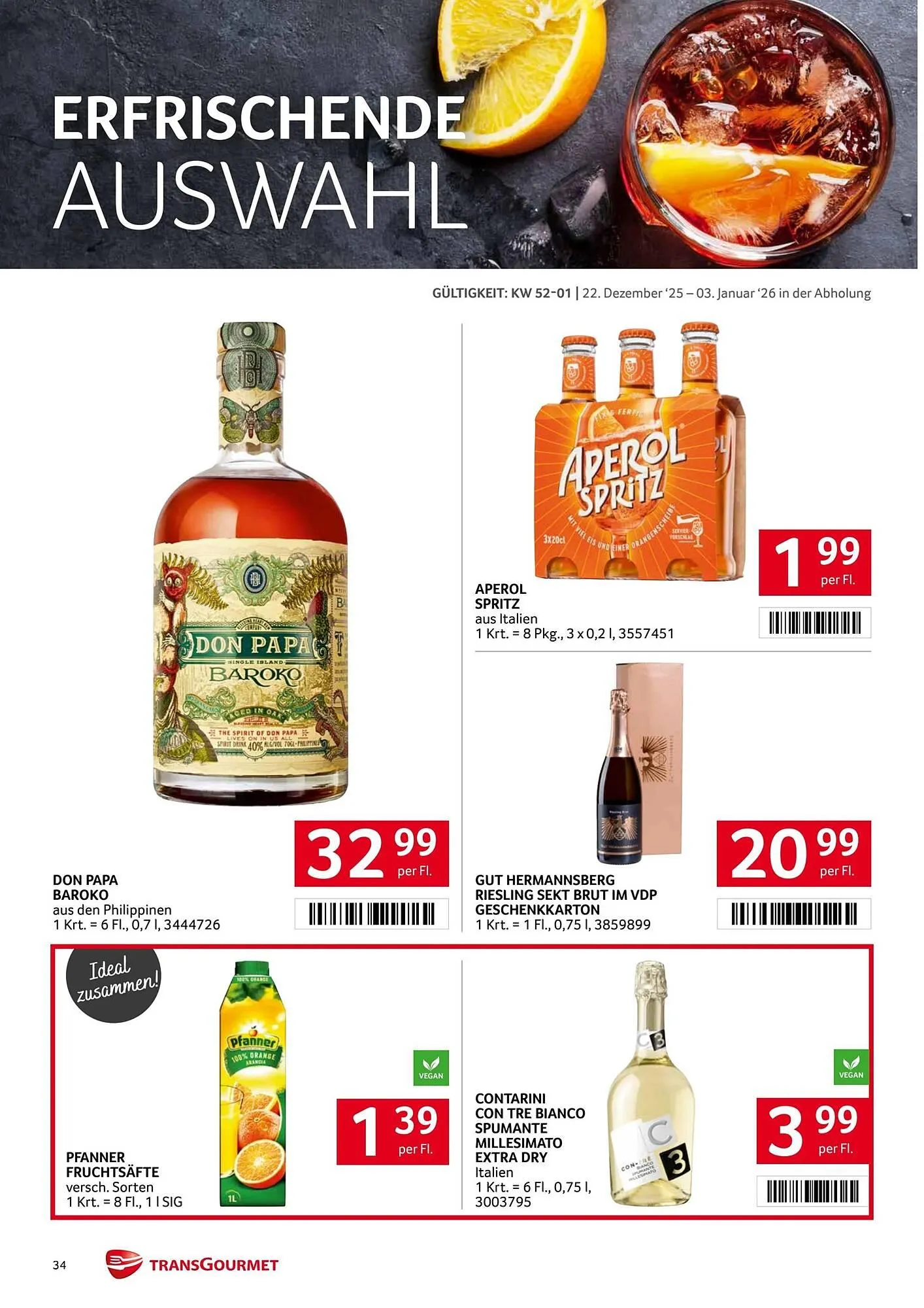Transgourmet Flugblatt von 22. Dezember bis 4. Jänner 2026 - Flugblätt seite 34