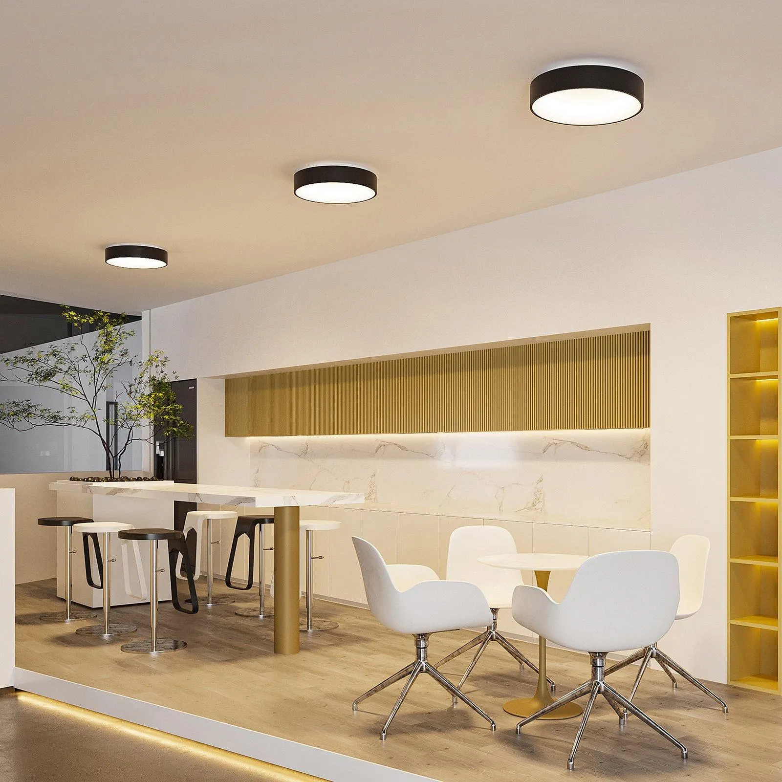 Arcchio LED-Deckenlampe Aleksi, Ø 45cm, schwarz, Metall, CCT