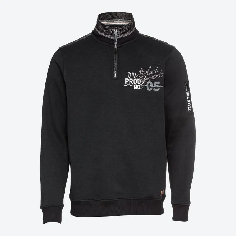 Herren-Sweatshirt mit Troyer-Kragen
