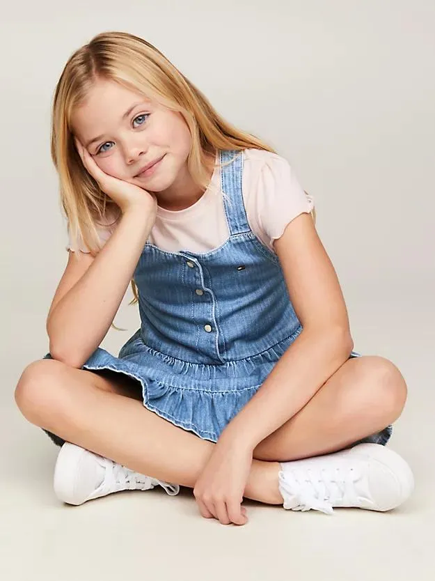 Denim-Kleid mit überkreuzten Trägern