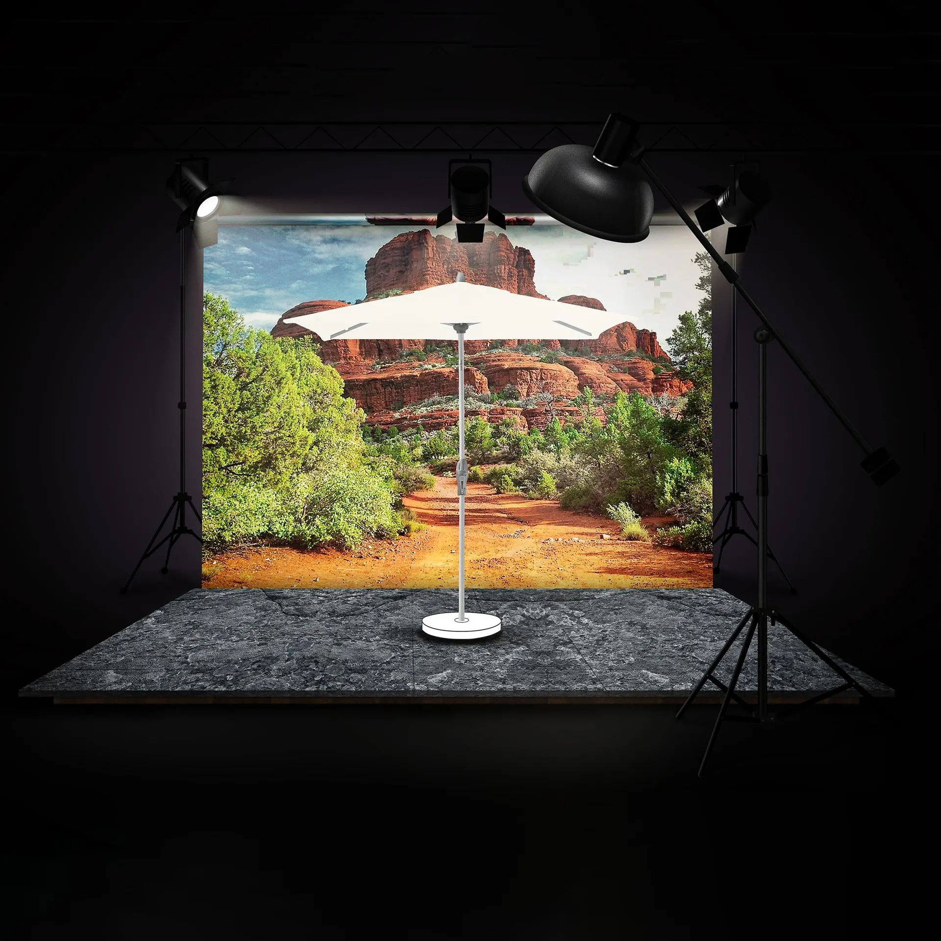 SHELL TURN QUADER Terrassenschirm ecru