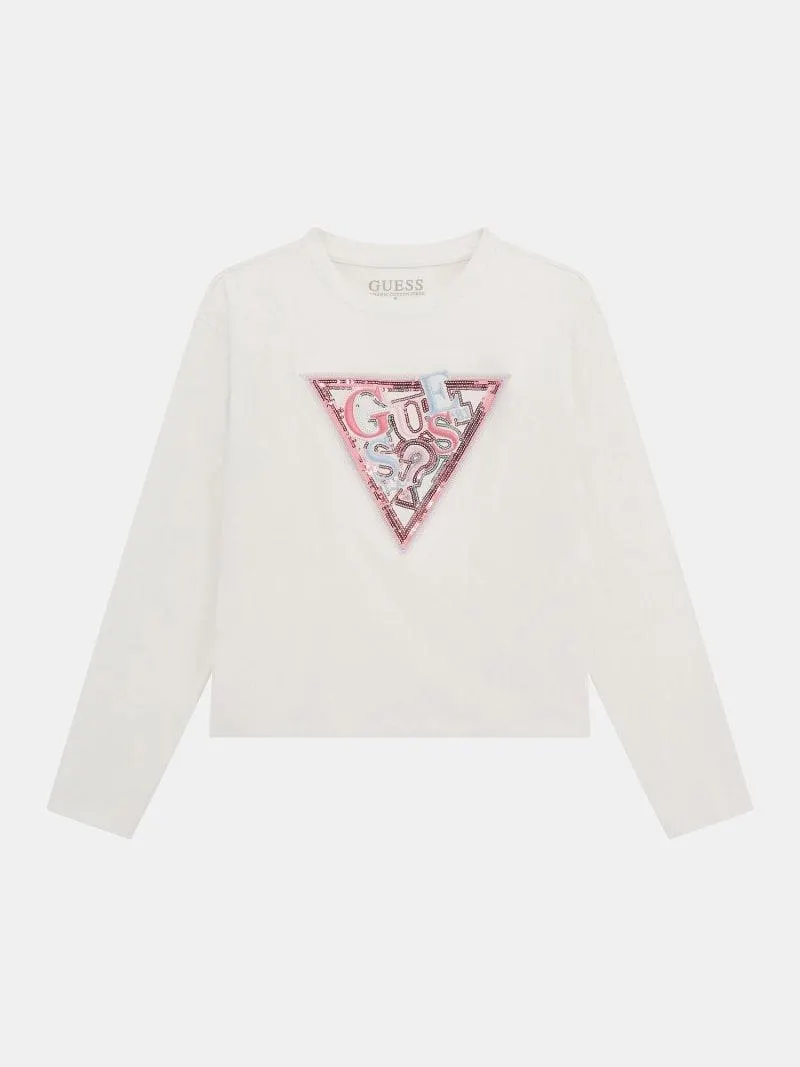 T-Shirt Logo-Dreieck Pailletten