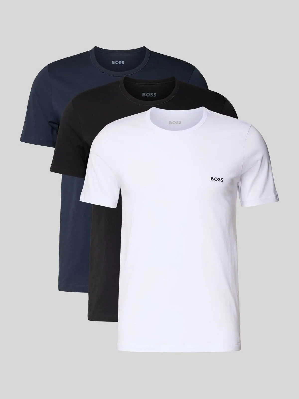 Regular Fit T-Shirt aus reiner Baumwolle im 3er-Pack Modell 'CLASSIC' in dunkelblau