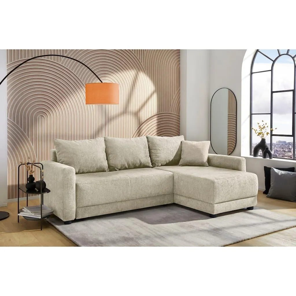 Jockenhöfer Gruppe Ecksofa »Venezia L-Form, B: 234 cm« mit Bettfunktion, Bettkasten & Zierkissen