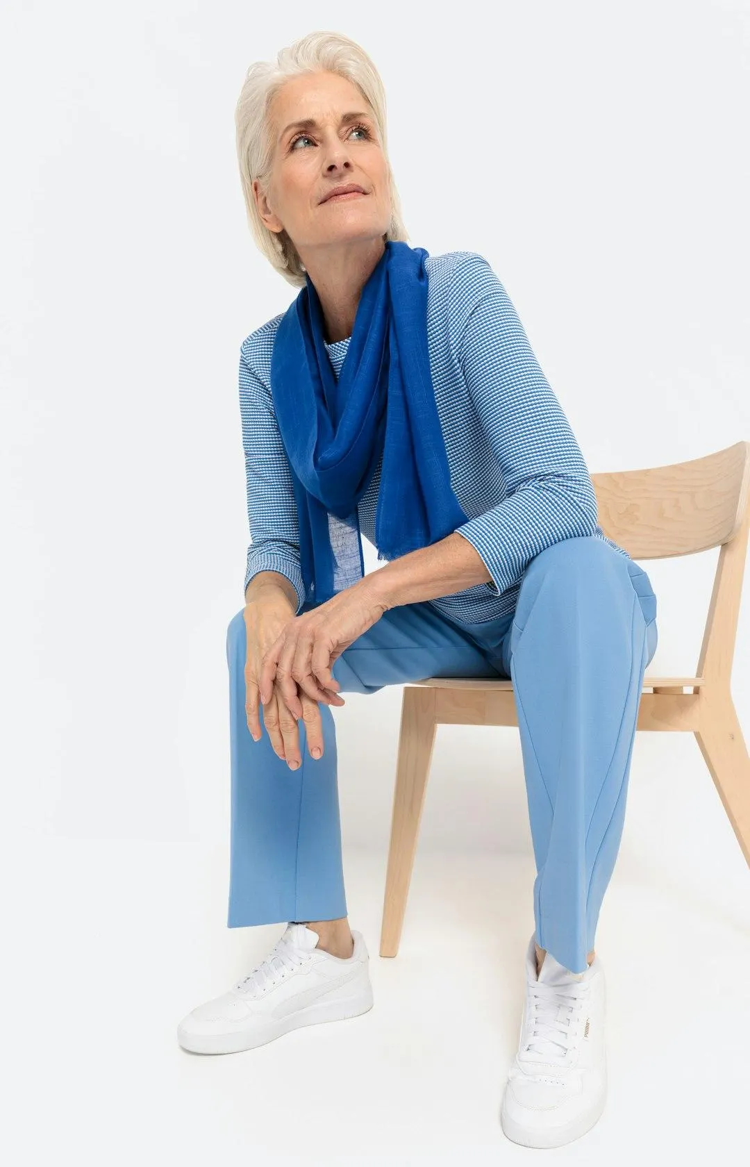 Strukturiertes Sweatshirt mit 3/4-Ärmel