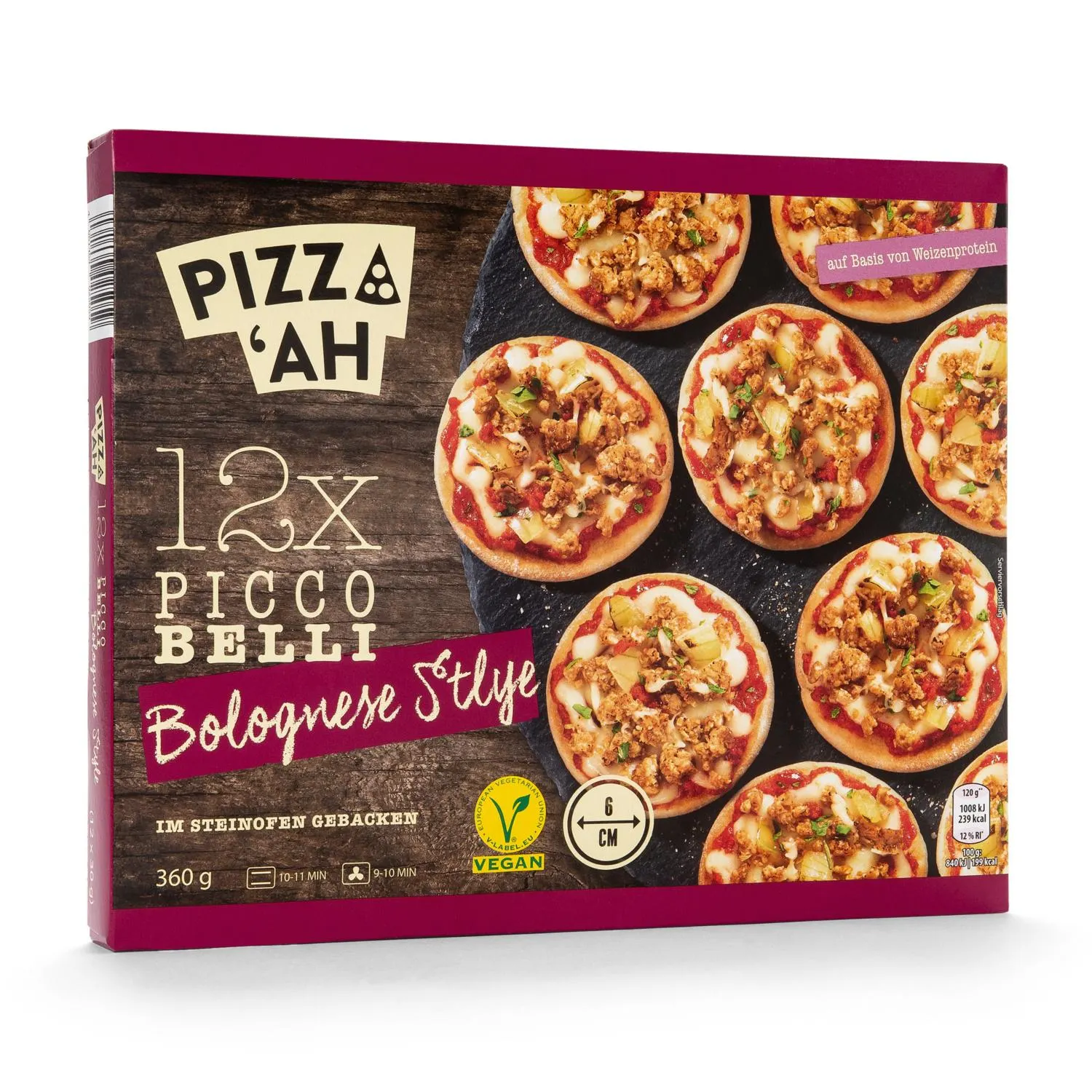 PIZZ‘AH Vegane Mini Pizza, Bolognese
