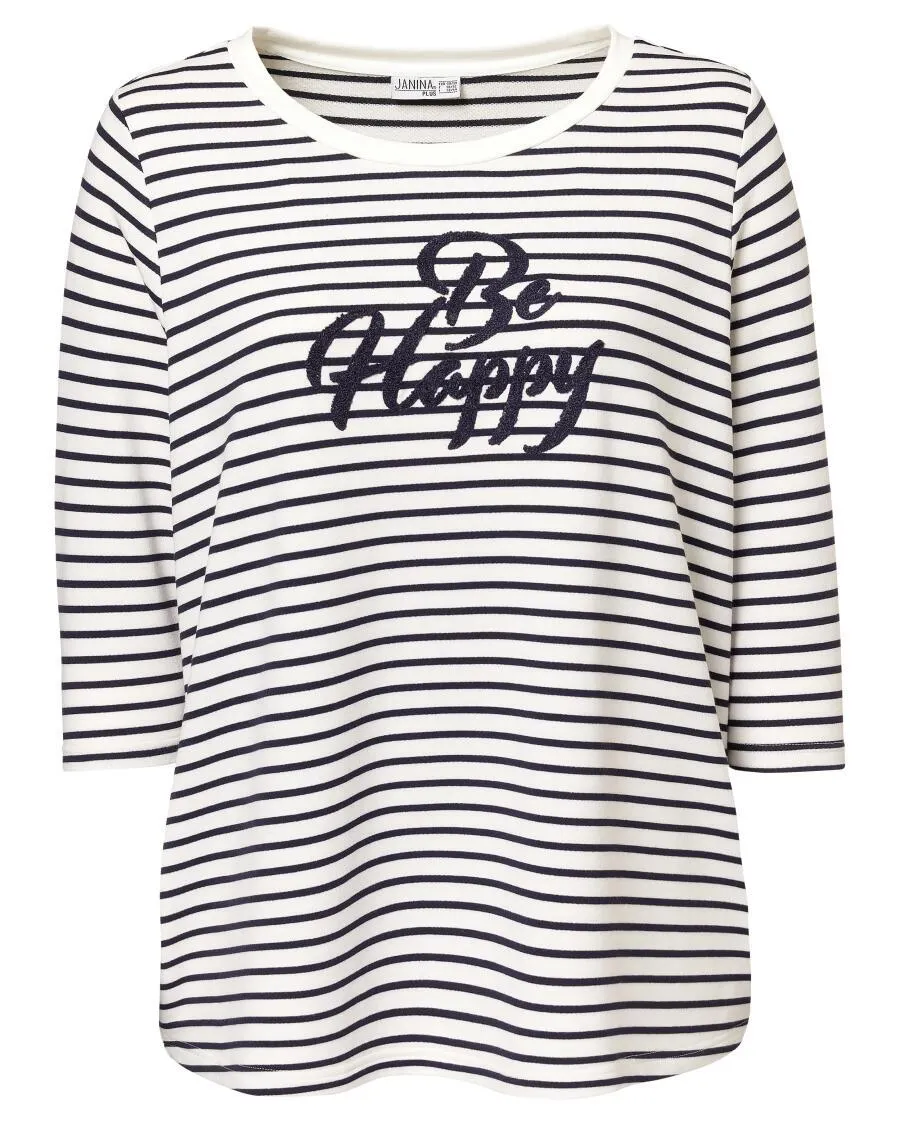 Sweatshirt mit Flockdruck Janina Plus, 3/4-Arm