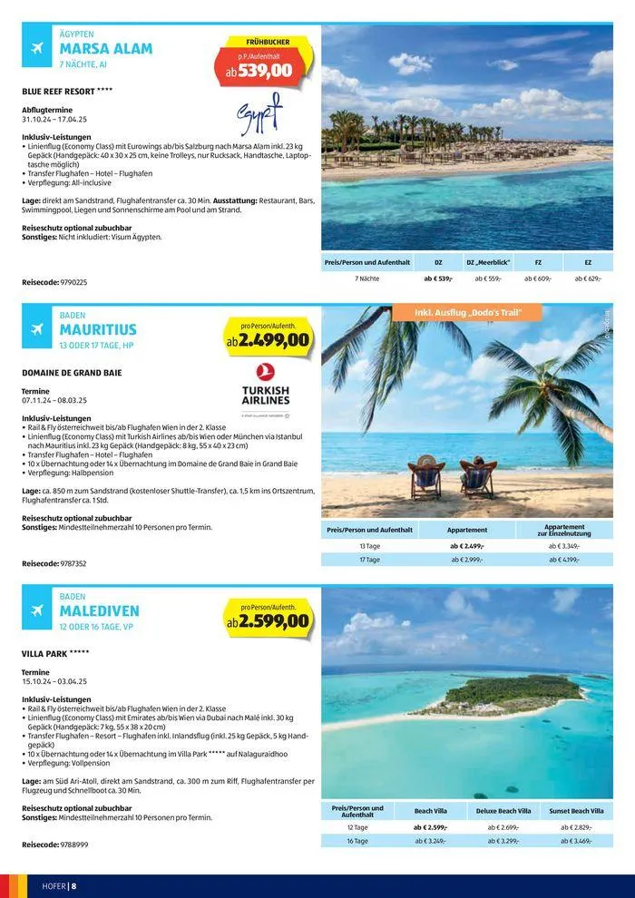 Blättern Sie online im HOFER REISEN Katalog von 1. August bis 15. August 2024 - Flugblätt seite 8