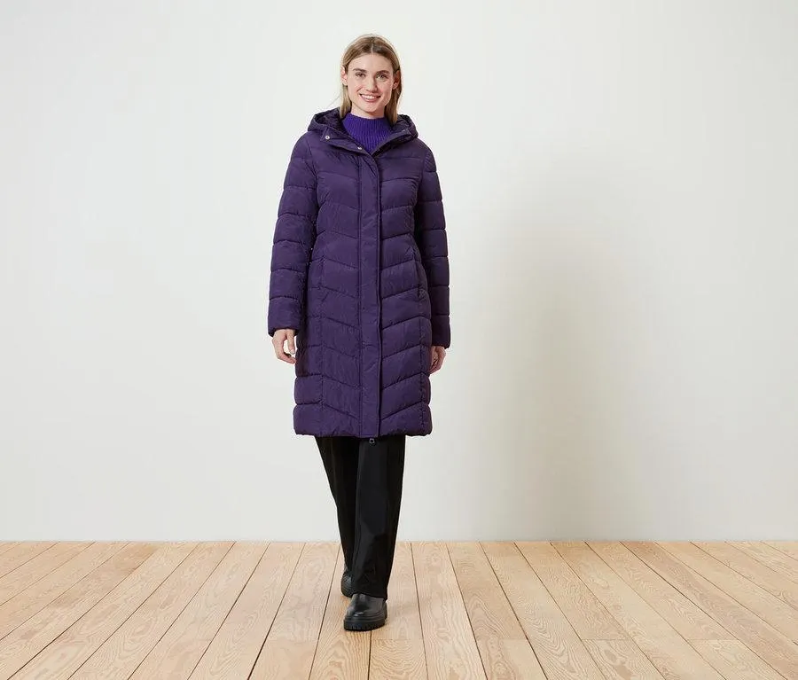 Steppmantel mit Kapuze, pflaume