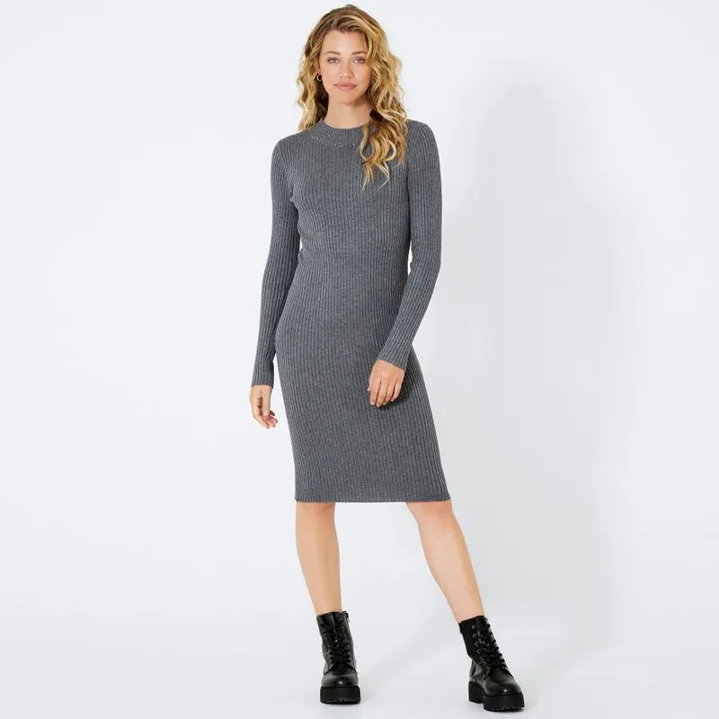 Damen-Strickkleid in Rippen-Optik