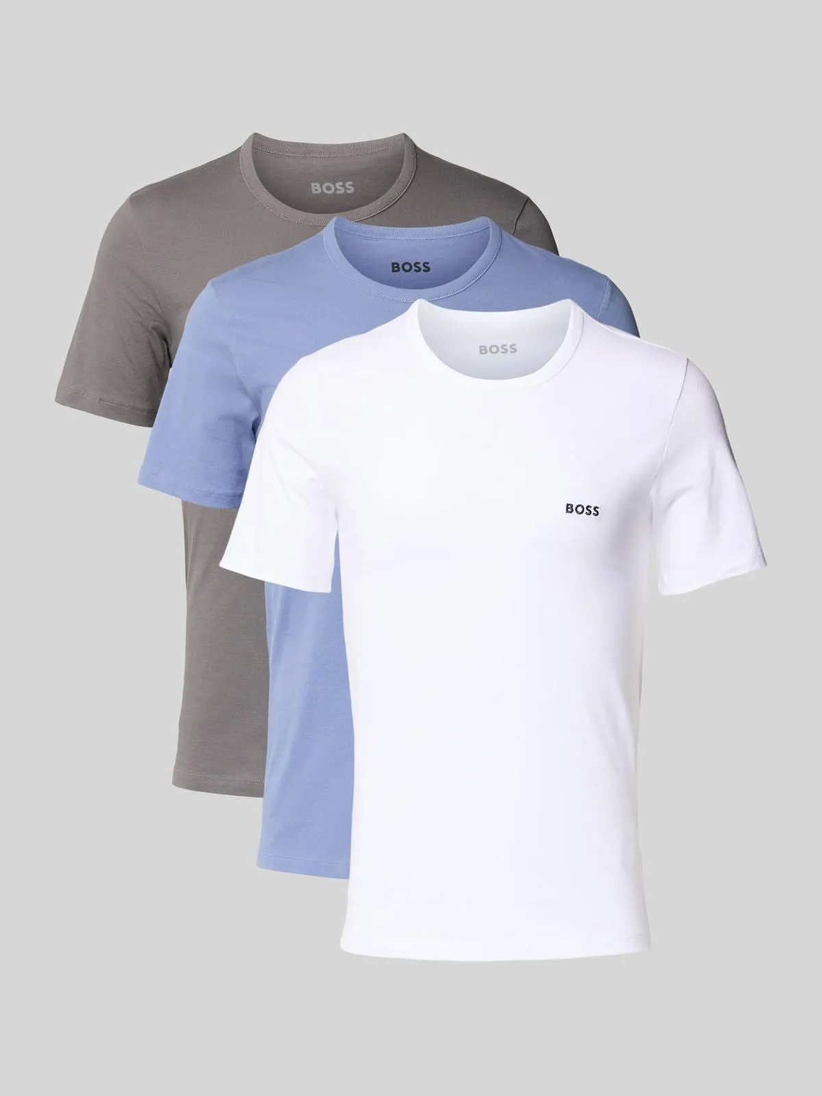 Regular Fit T-Shirt im 3er-Pack aus reiner Baumwolle in blau