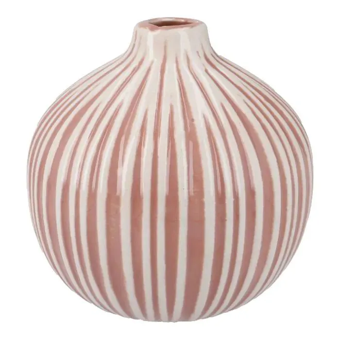 Vase Muster, Rillen/rosa, 12 cm