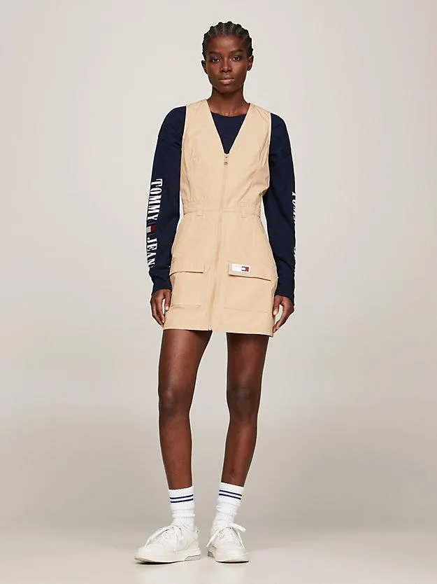 Ärmelloses Mini-Hemdkleid mit Reißverschluss