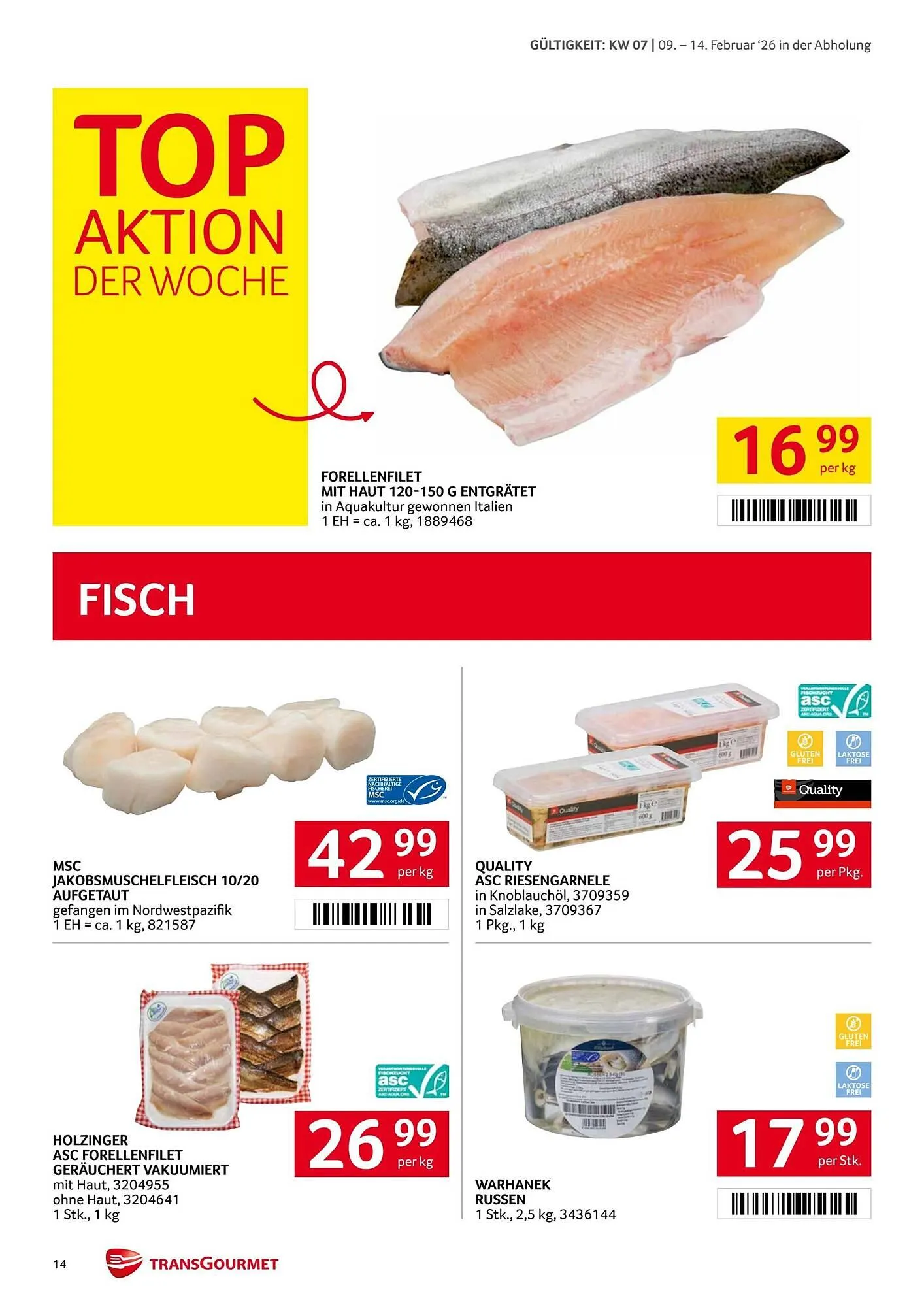 Transgourmet Flugblatt von 9. Februar bis 15. Februar 2026 - Flugblätt seite  14