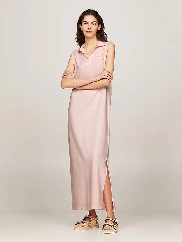 Ärmelloses Polokleid mit V-Ausschnitt