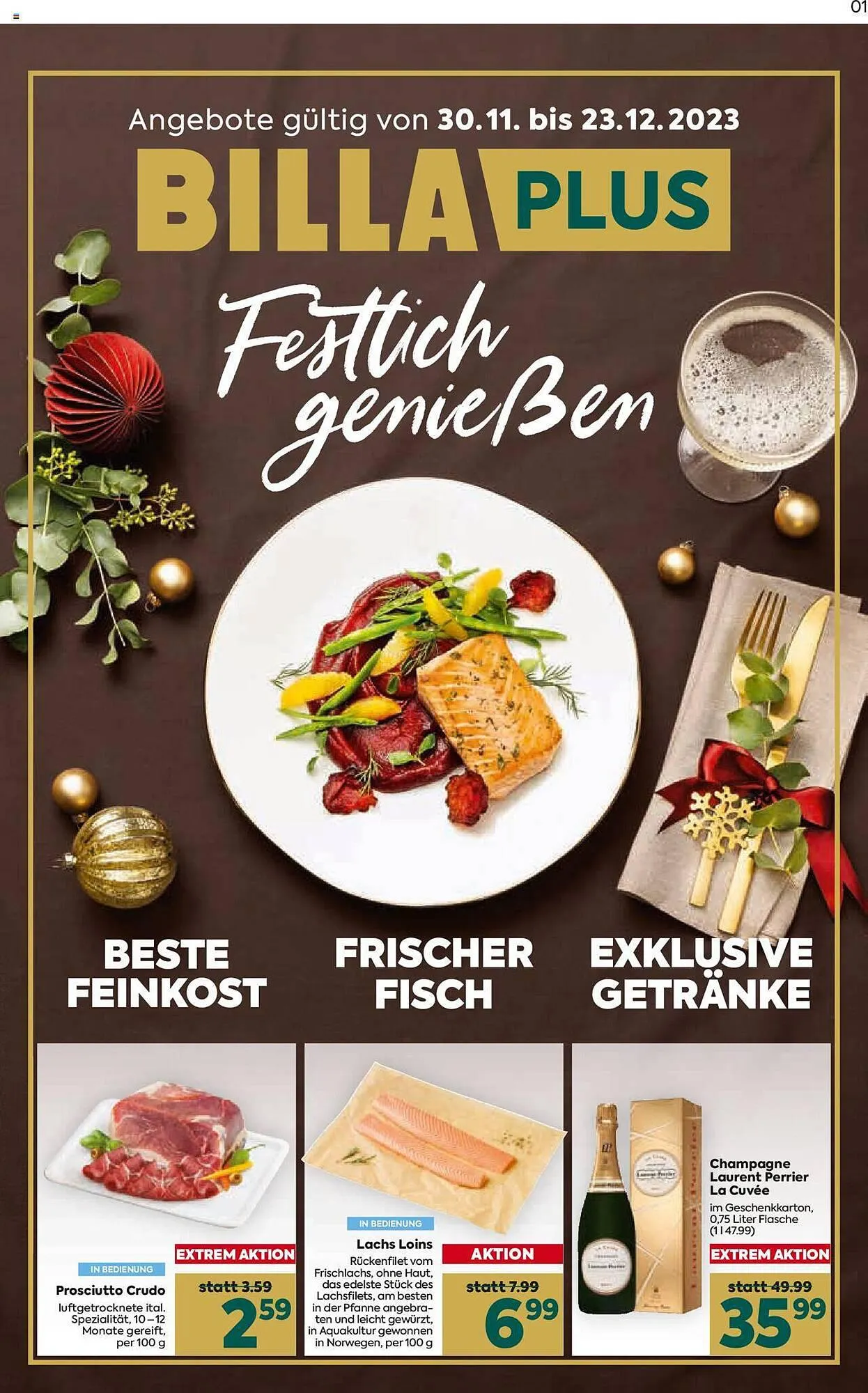 Billa Flugblatt von 30. November bis 23. Dezember 2023 - Flugblätt seite 1