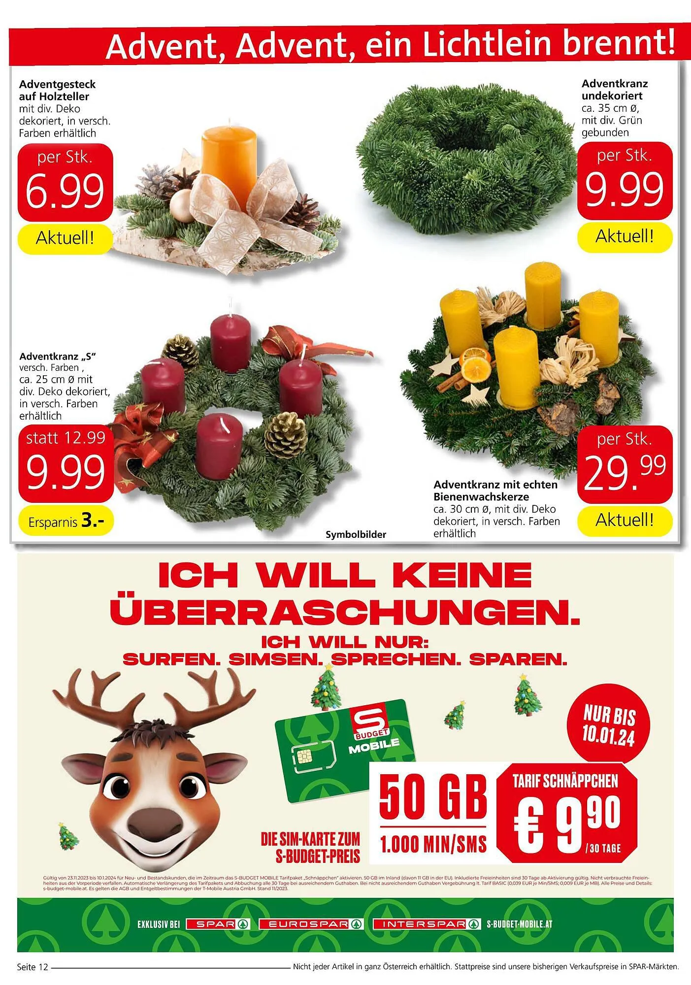 Spar Flugblatt von 23. November bis 13. Dezember 2023 - Flugblätt seite 12