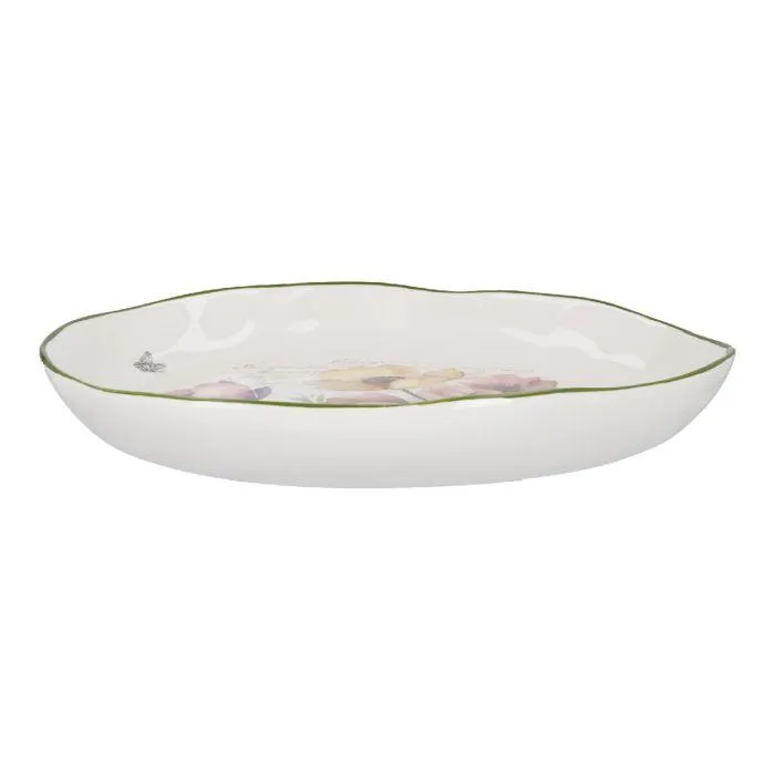 Schale Blumen, oval/rosa/gelb, 23 x 17 cm