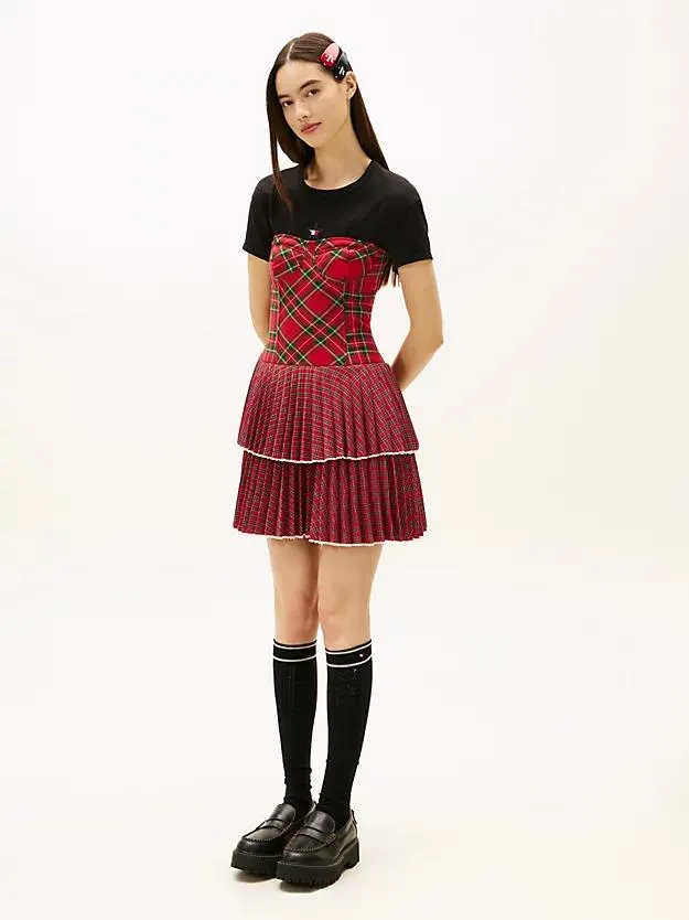 Tommy Girl Stufen-Mini-Kleid mit Schottenkaro