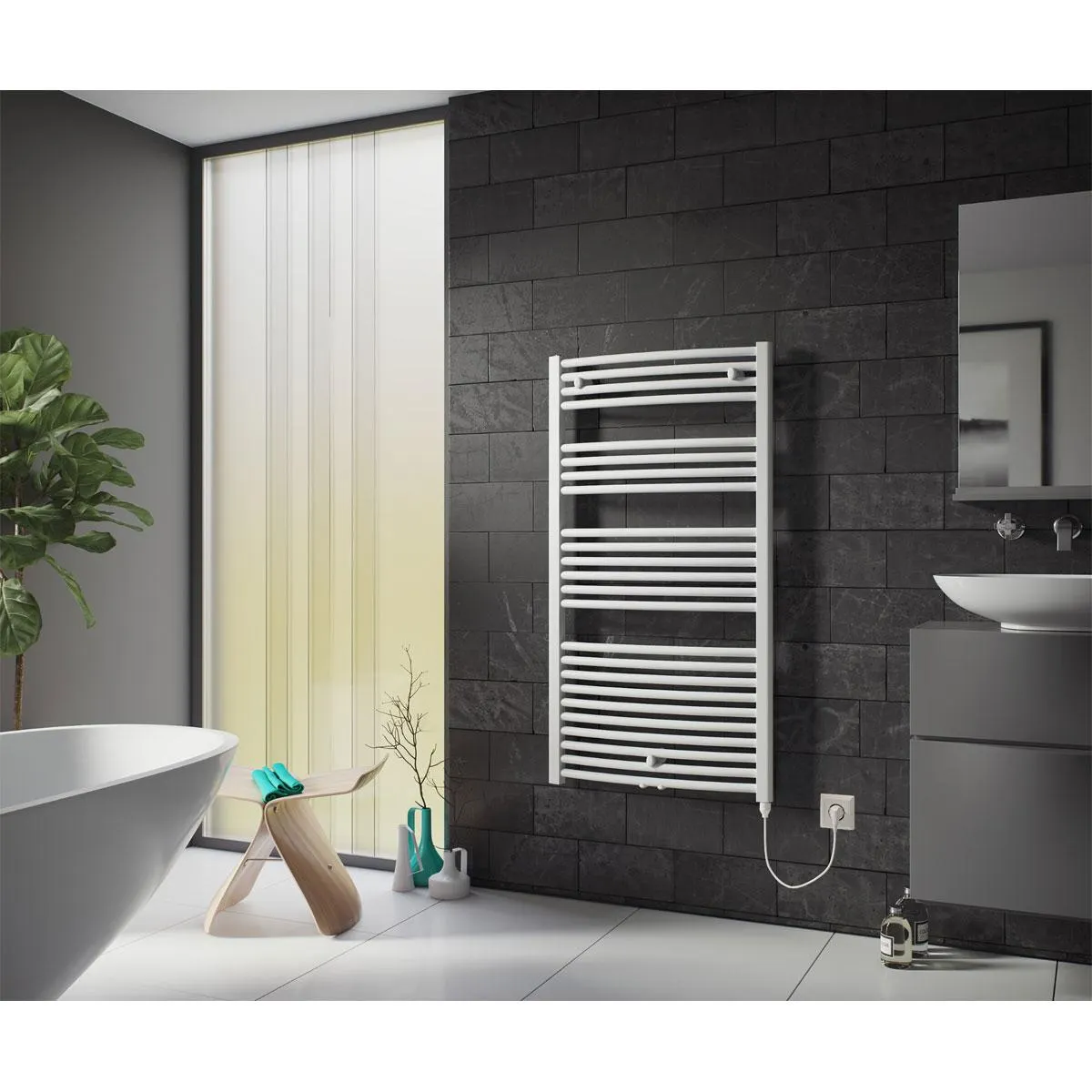 Ximax Elektrischer Handtuchwärmer Alpha-C 1750 x 700 mm 900 Watt Typ 1 Weiß