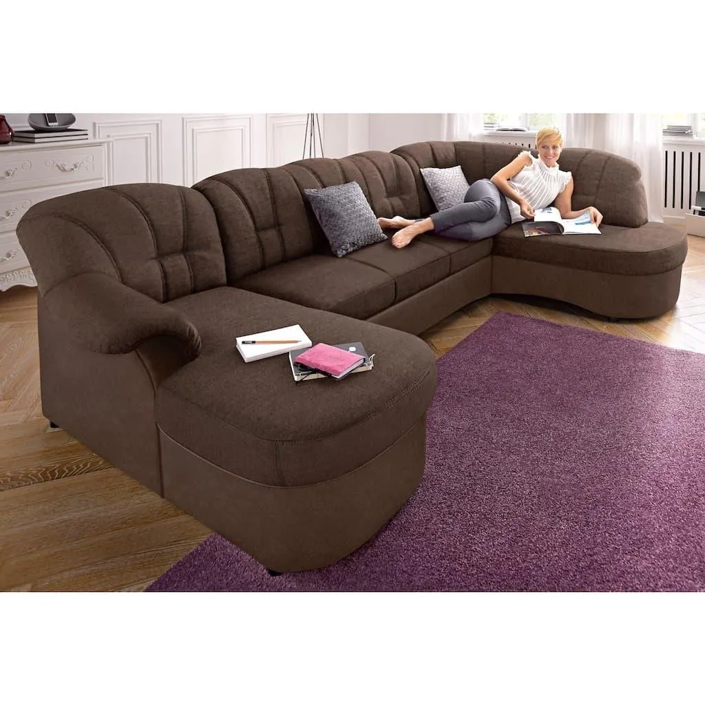 DOMO collection Wohnlandschaft »FLORES 293x180x86 cm, hochwertig, komfortabel, U-Form« wahlw. mit Bettfunktion, wahlw. mit Federkern, Unser Dauertiefpreis