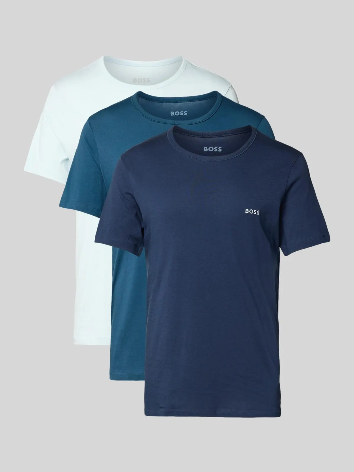 Regular Fit T-Shirt Set aus reiner Baumwolle im 3er-Pack in blau