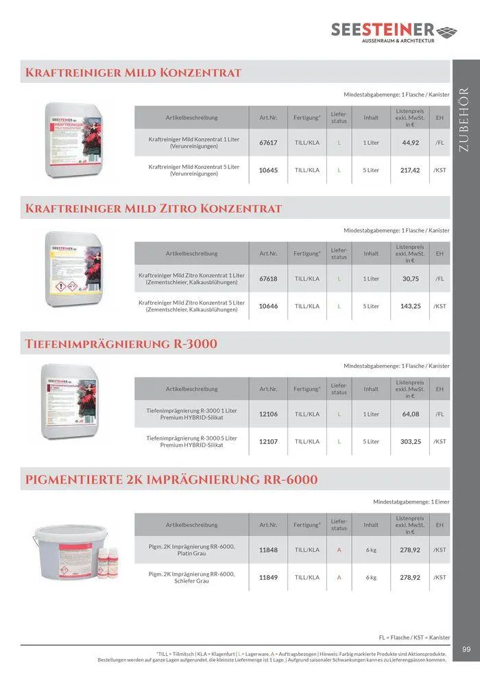 Preis Liste 2024 von 31. Mai bis 31. Dezember 2024 - Flugblätt seite 101