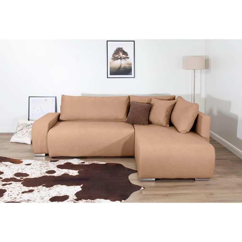 COLLECTION AB Ecksofa »Poppy L-Form, B: 227 cm« Bettfunktion, Bettkasten & 1 Zierkissen