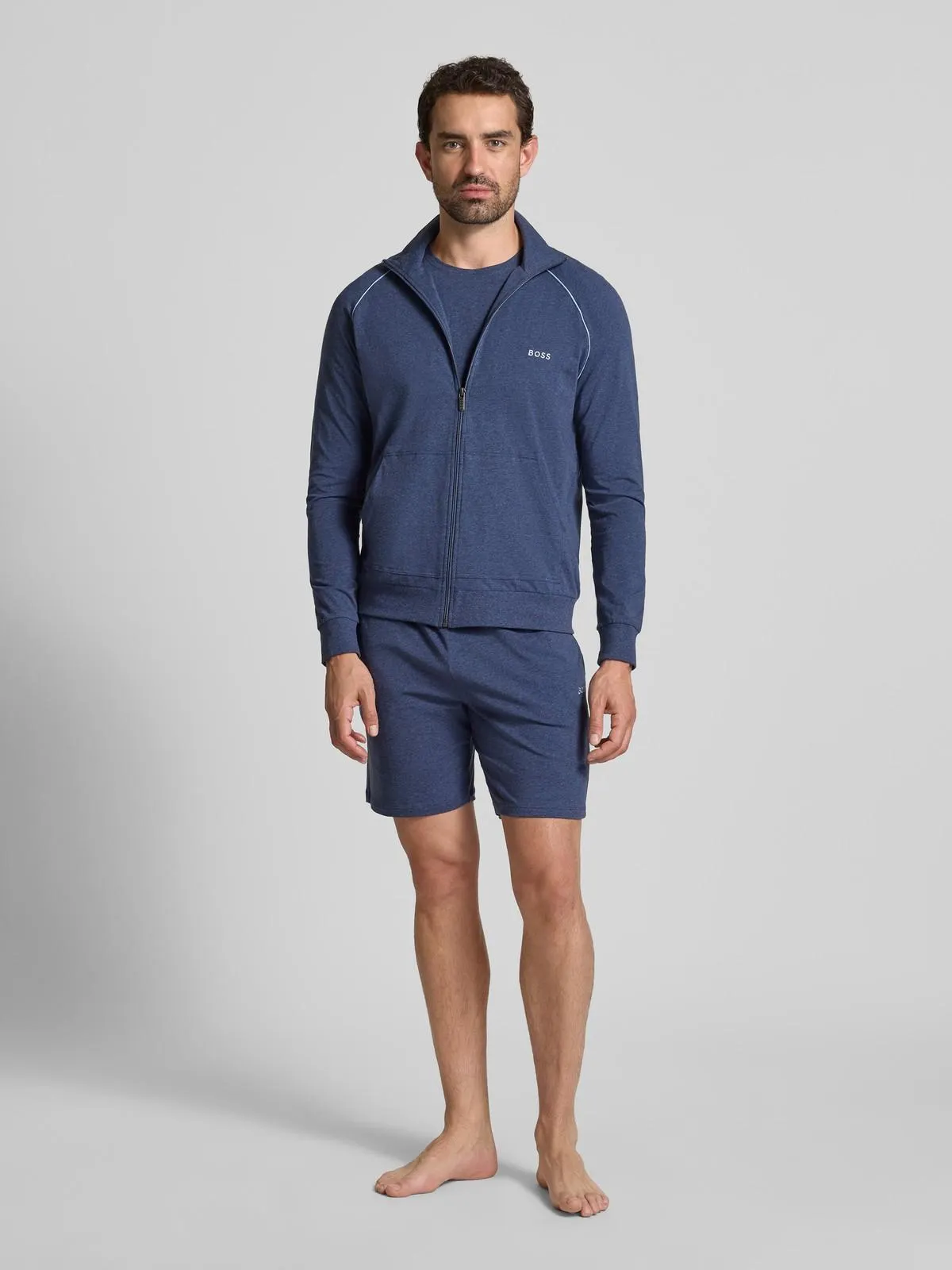 Regular Fit T-Shirt aus Baumwoll-Elasthan-Mix in dunkelblau