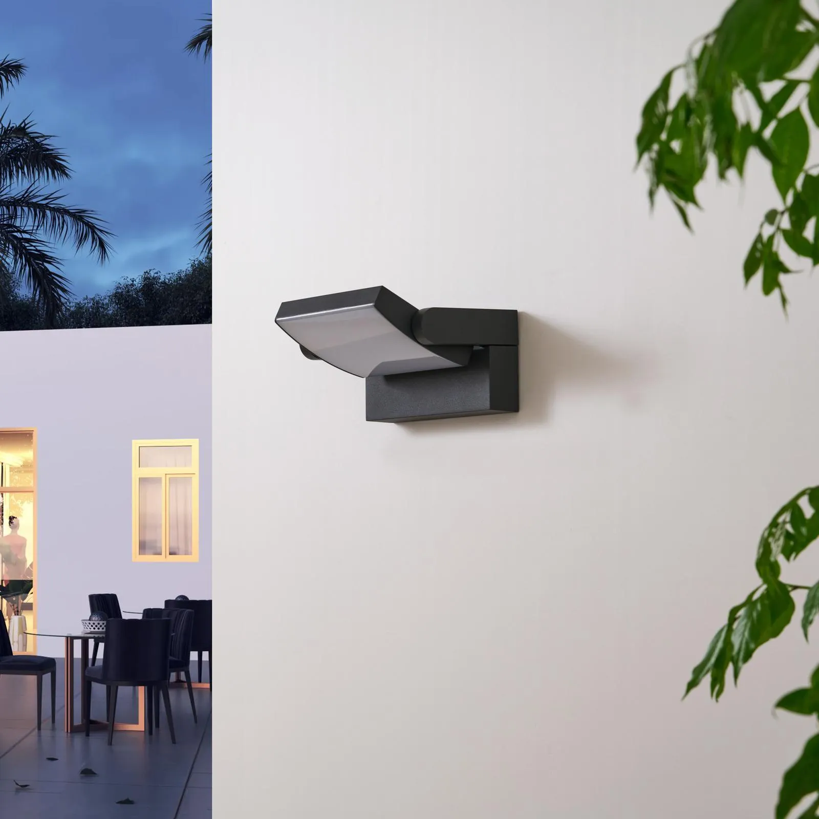 Lindby LED-Außenwandleuchte Sherin, grau, Aluminium, IP54