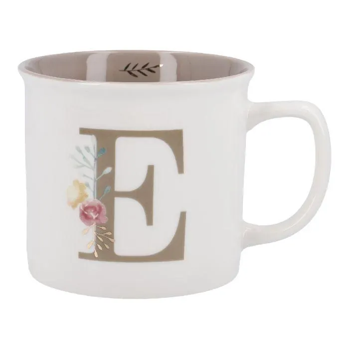 Becher Buchstabe/Blumen, E, 390 ml