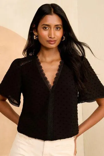 Love & Roses Strukturierte Bluse mit weiten Ärmeln