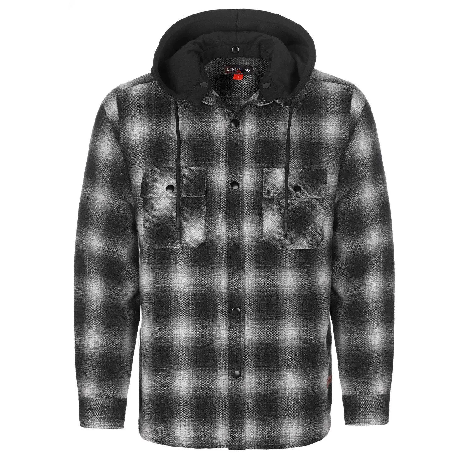 Flanellhemd “Karo” mit Kapuze, Grau