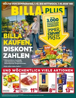 BILLA PLUS Flugblatt von 1. Oktober bis 7. Oktober 2026 - Flugblätt seite  1