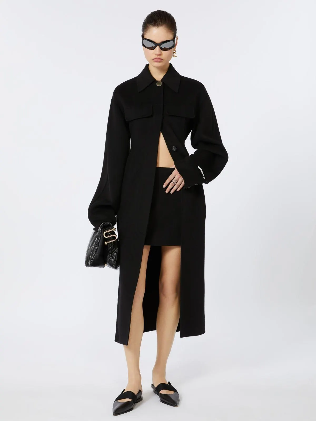 Taillierter Mantel - Schwarz