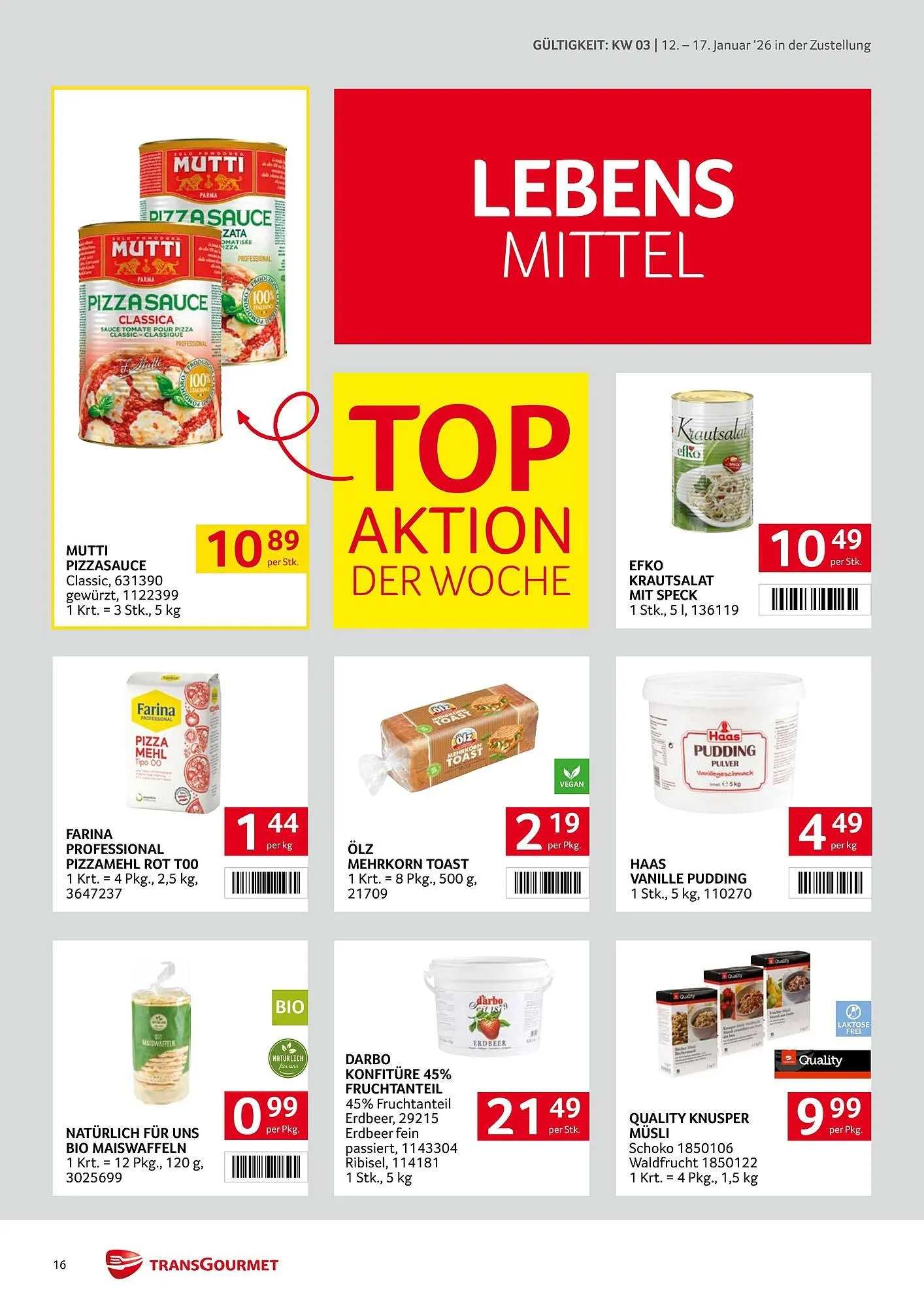 Transgourmet Flugblatt von 12. Jänner bis 17. Jänner 2026 - Flugblätt seite 16