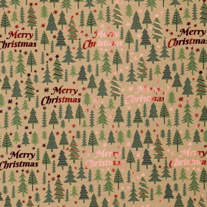 Geschenkpapier Xmas-Motiv, Baum/Schrift, 2 m