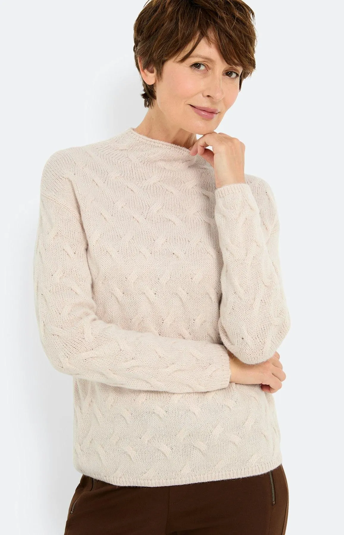 Pullover mit Strickmuster, beige