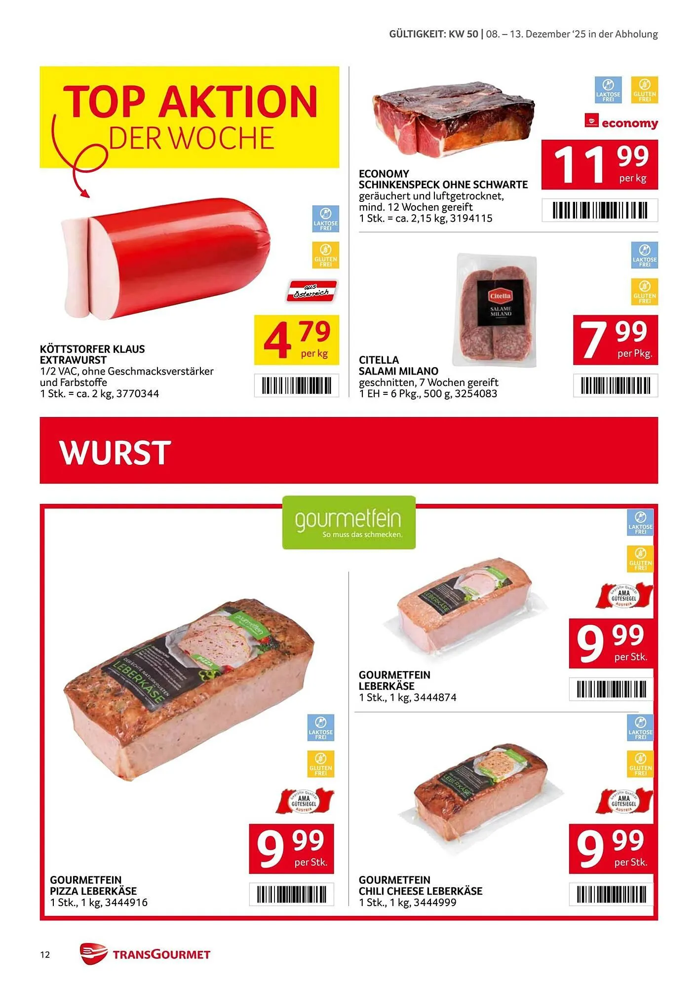 Transgourmet Flugblatt von 8. Dezember bis 14. Dezember 2025 - Flugblätt seite  12