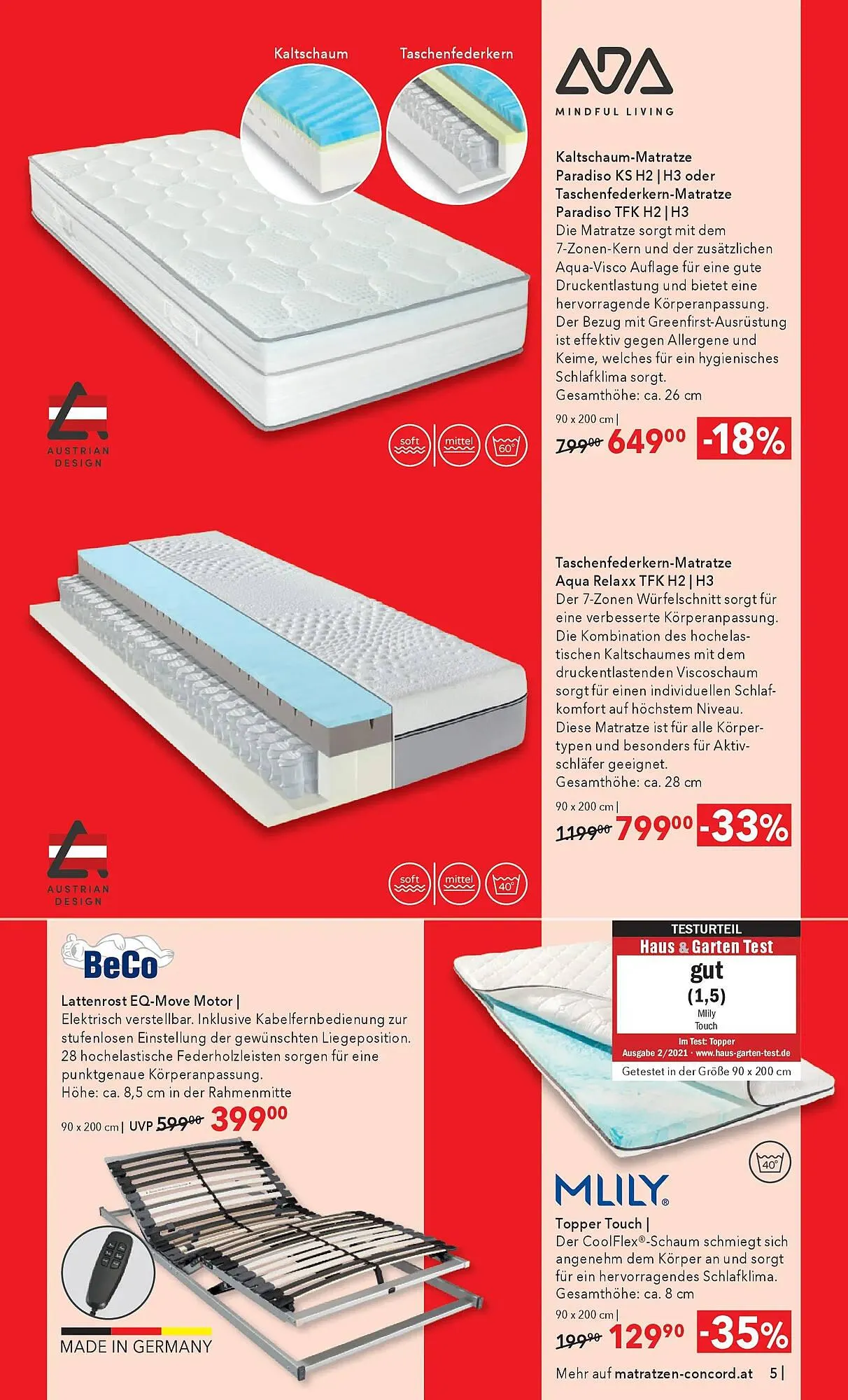 Matratzen Concord Prospekt von 28. Jänner bis 24. Februar 2026 - Flugblätt seite 5