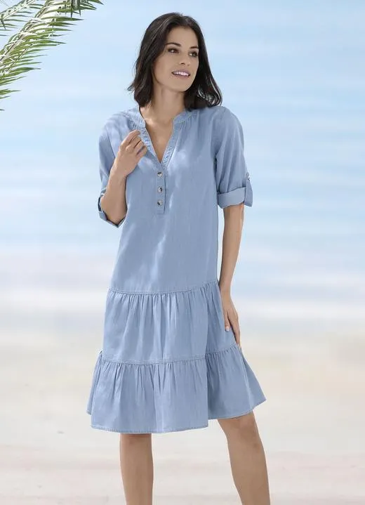 Kleid aus Lyocell, mit Volantabschluss