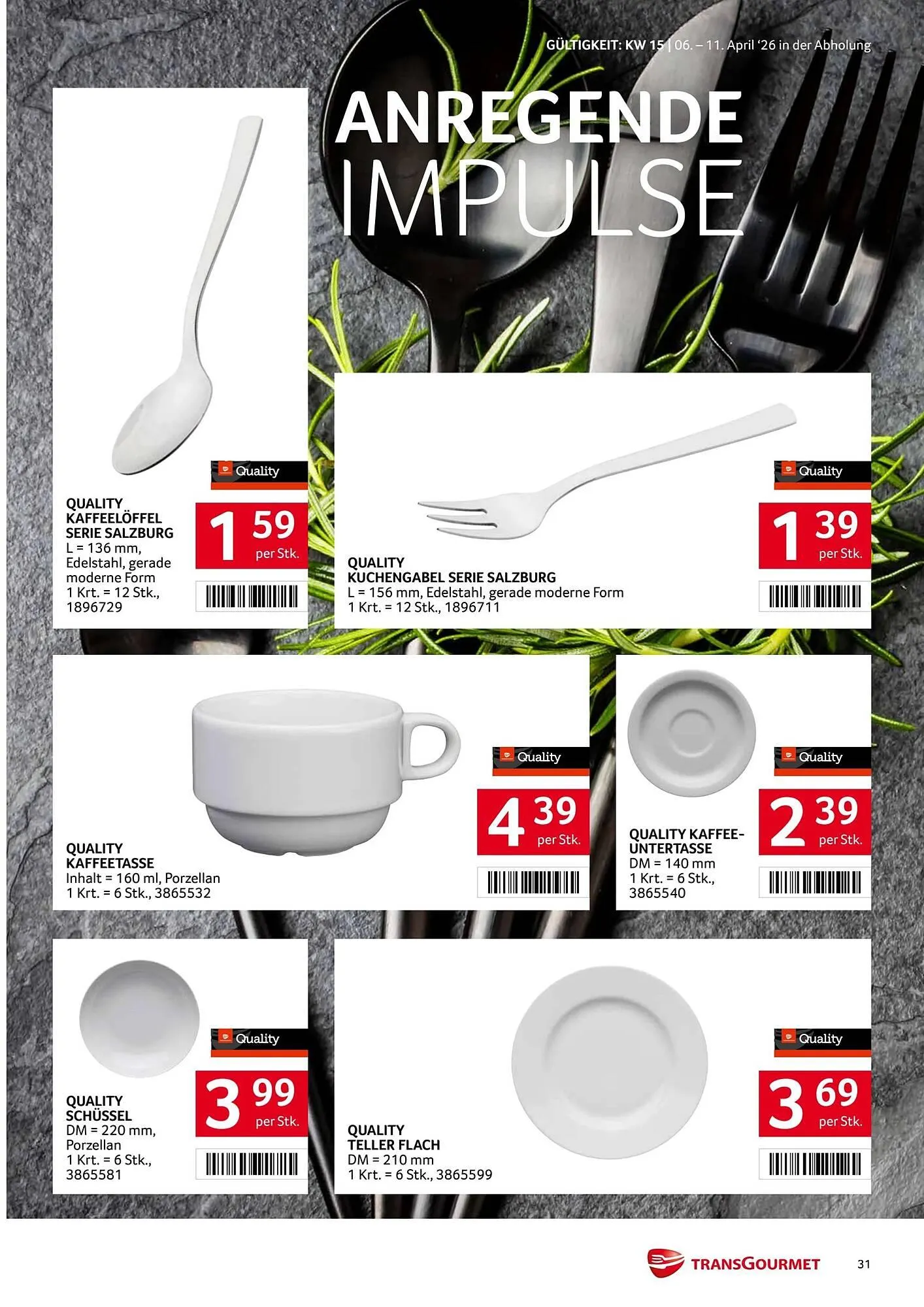 Transgourmet Flugblatt von 6. April bis 11. April 2026 - Flugblätt seite  31