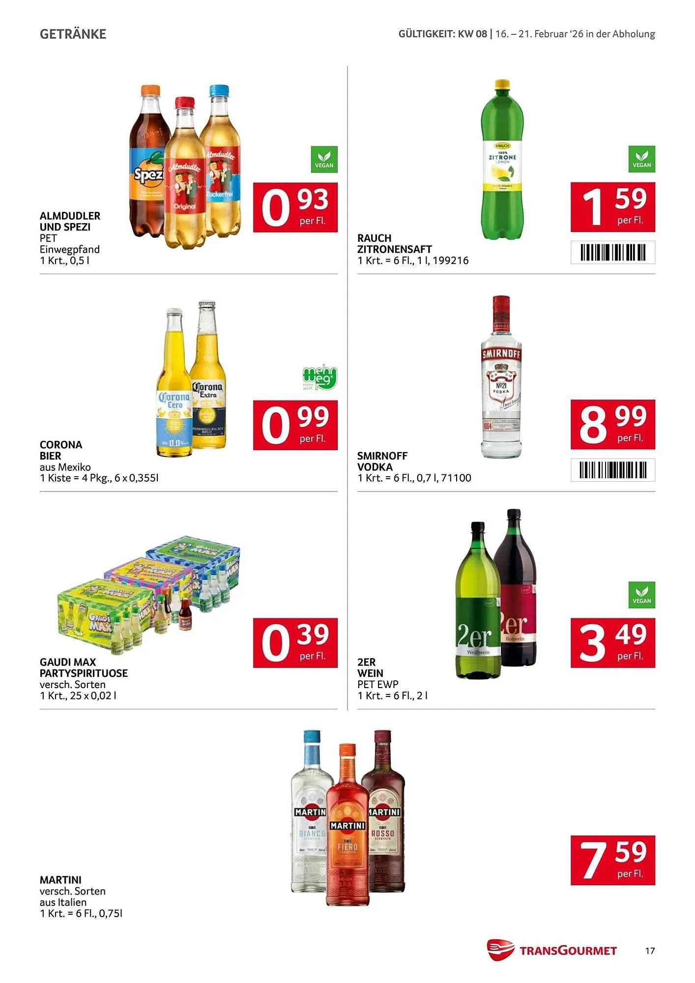 Transgourmet Flugblatt von 16. Februar bis 22. Februar 2026 - Flugblätt seite  17