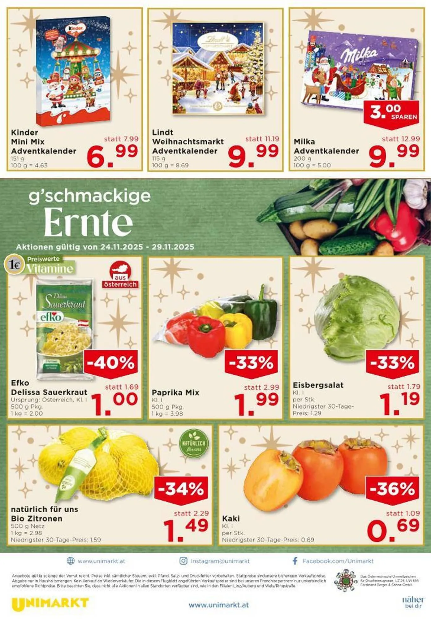 Unimarkt Flugblatt von 26. November bis 9. Dezember 2025 - Flugblätt seite  14